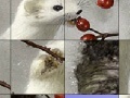 Game White animal and rosehip slide puzzle
