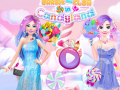 Cluiche Barbie and Elsa in Candyland