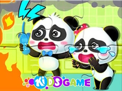 Cluiche Jigsaw Puzzle: Baby Panda Firework