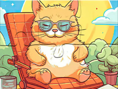 Game Jigsaw Puzzle: Enjoying Cat