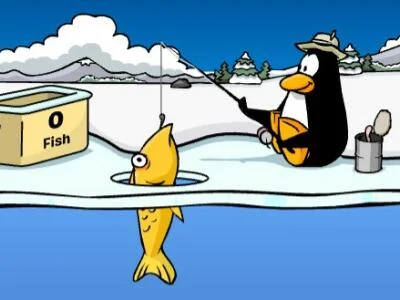 Game Club Penguin: Ice Fishing online.