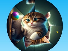 Game Round Jigsaw Puzzle Collect Pictures with Cute Kittens
