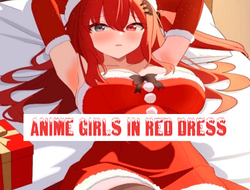 Game Anime Girls In Red Dress Tile Puzzle online.