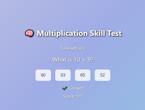 Game Multiplication Skill Test online.