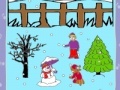 Game Snow man and winter night coloring