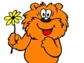 Game Bear cub with a beautiful camomile
